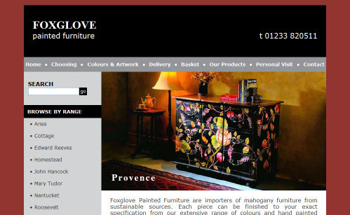 Foxglove Painted Furniture Website Design