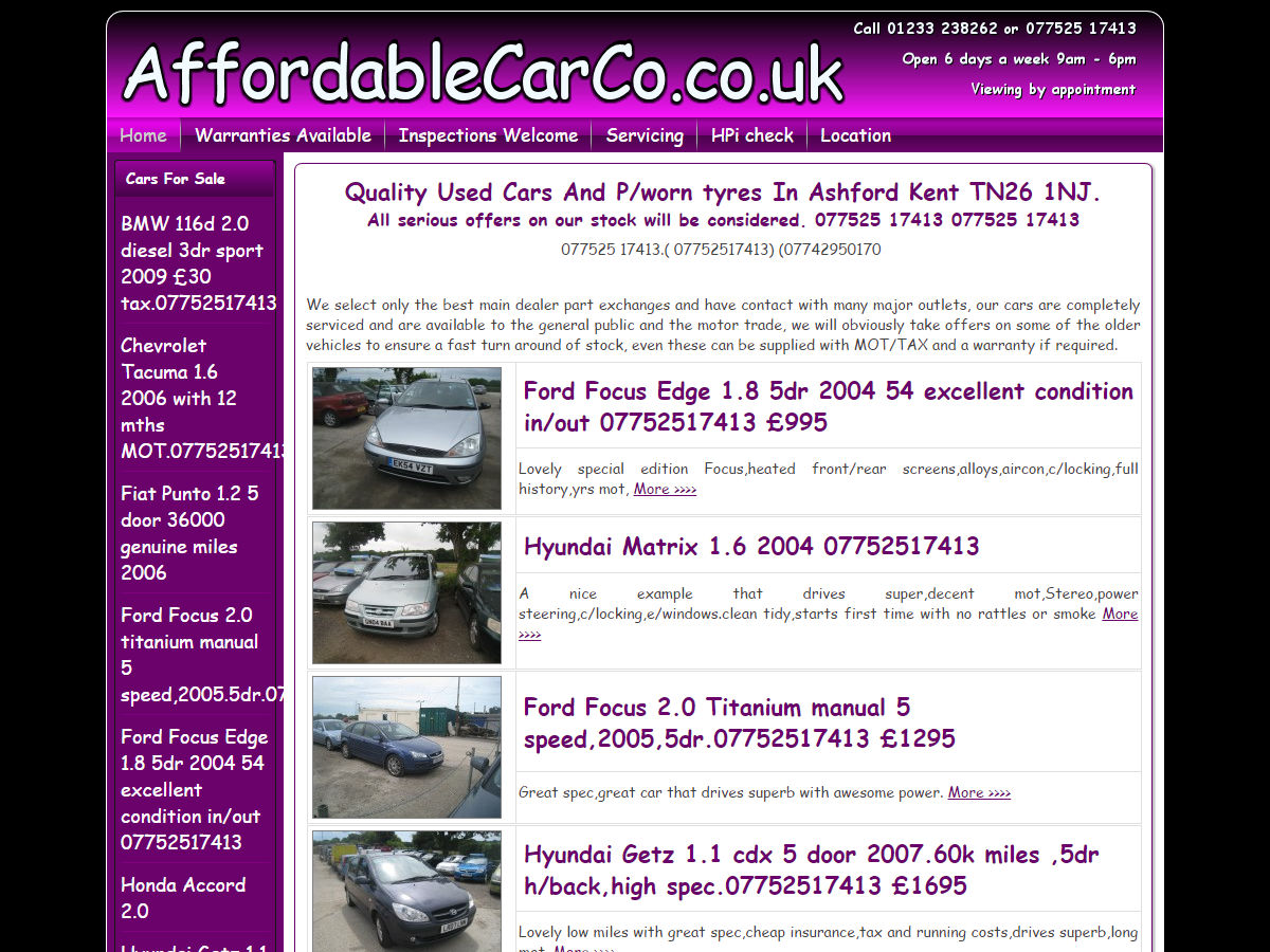 website design Affordable Car Co