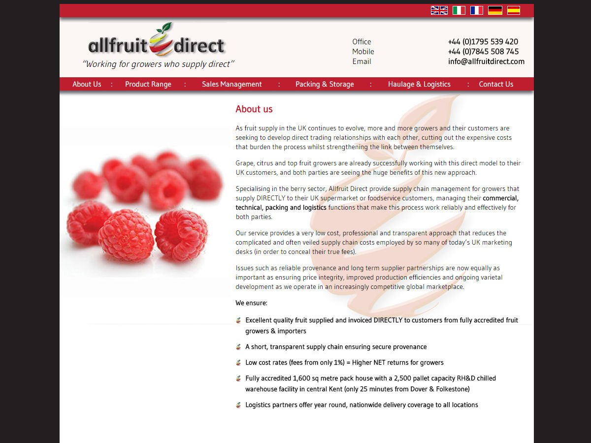 Website Design All Fruit Direct
