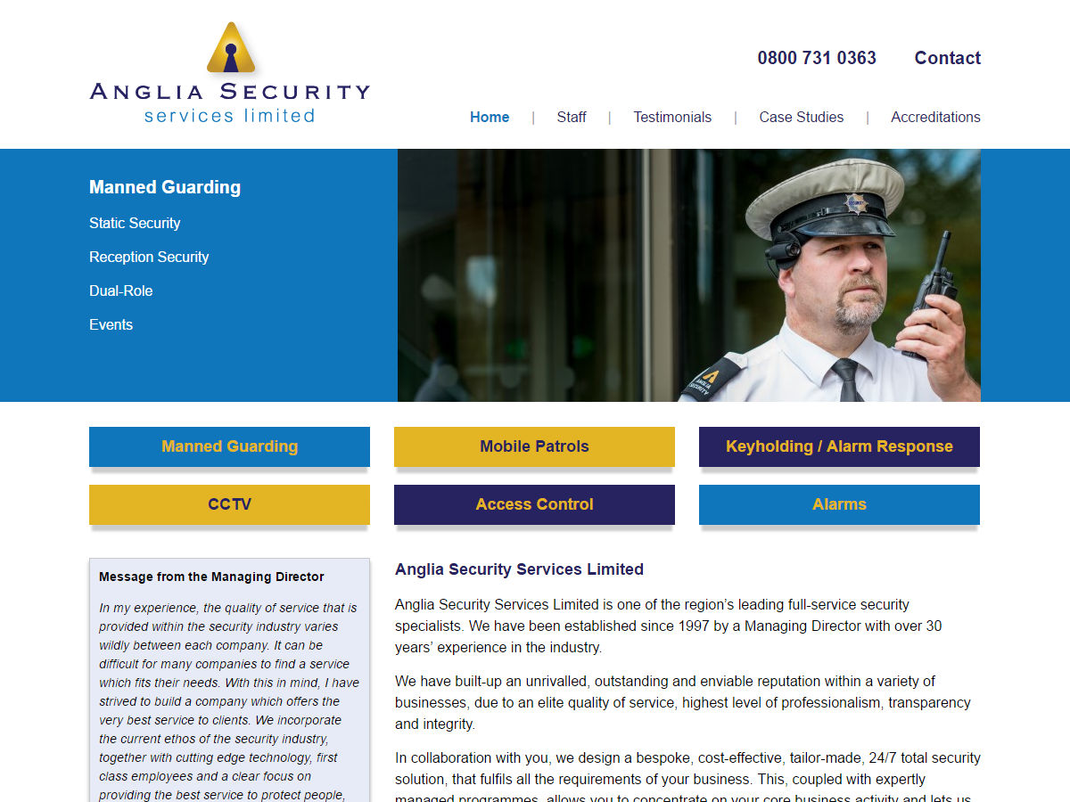 Anglia Security Website Design