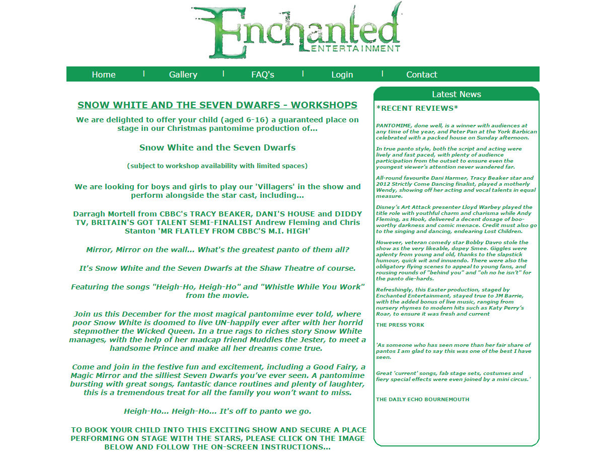 Enchanted Entertainment Website Design