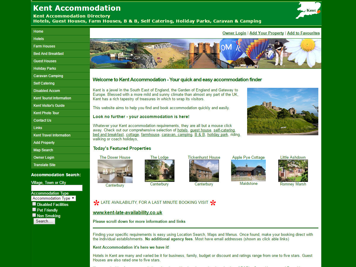 Kent Accommodation Website Design